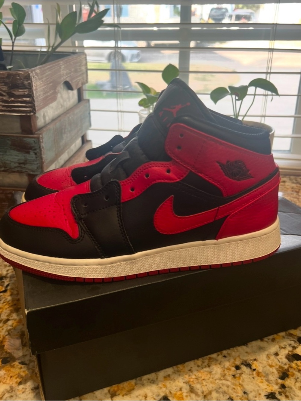 Nike Kids Air Jordan 1 High Black and Red Sneakers